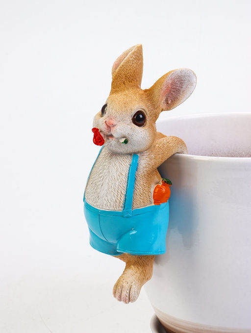 Фигурка для флорариума Зайчишка с розой, декор на кашпо, 17?7?7 см