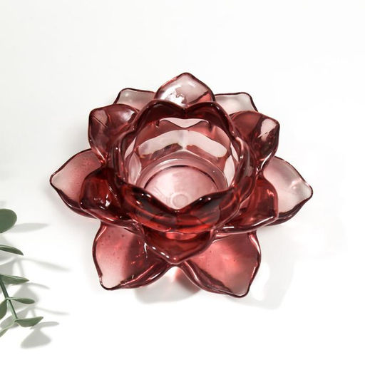 Стеклянный подсвечник на 1 свечу «Лотос», красный, 5.5×10.5×10.5 см