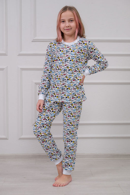 Пижама подростковая из кулирки пенье на манжетах Дрёма графити - Амадэль фото 9