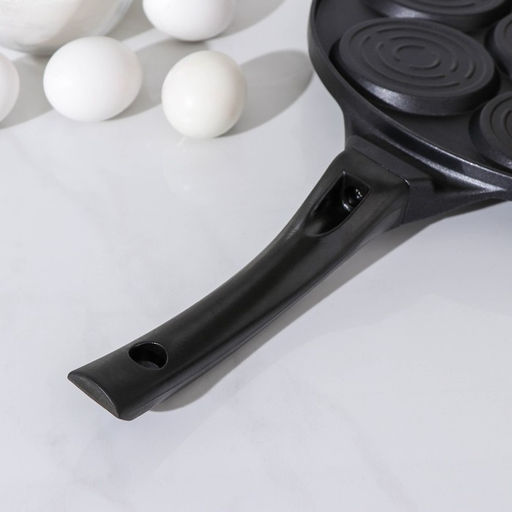 Сковорода-оладница Ribbed, d=26 см, пластиковая ручка, литой алюминий, чёрная - Simaland фото 4