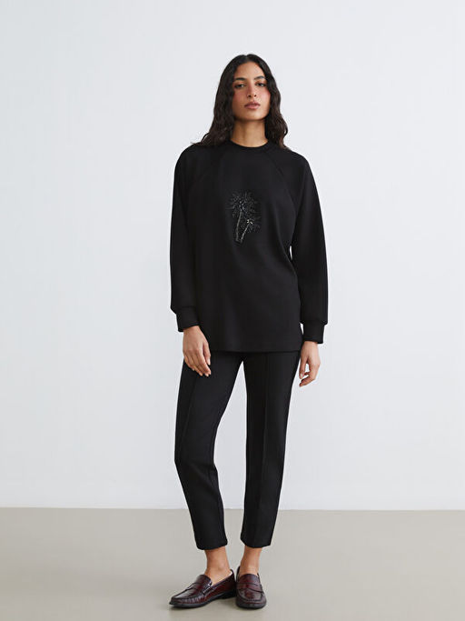 Ta?l? Oversize Kad?n Sweatshirt Tunik