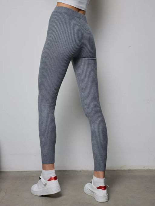 K11035 Легинсы в рубчик (вязаный трикотаж) СЕРЫЙ