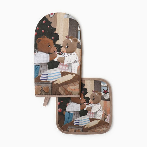 Набор подарочный Этель Bears, варежка 15?28 см, прихватка 19?19 см, хлопок 100%