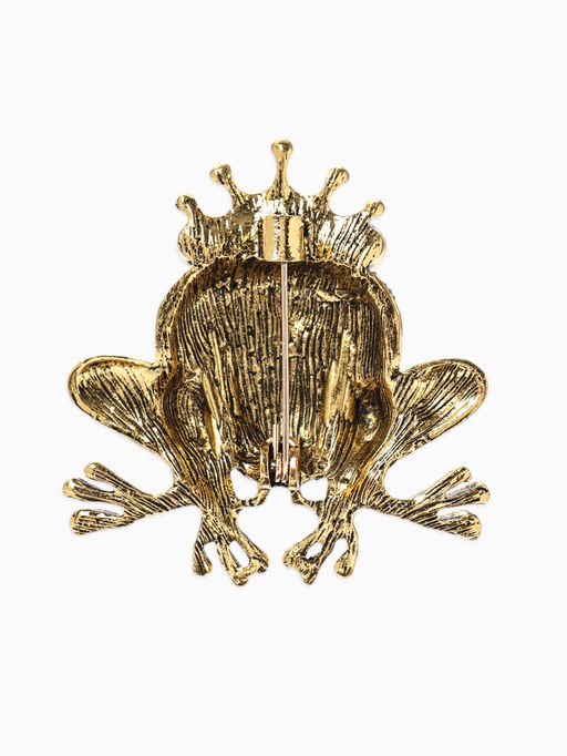 Брошь «Лягушка» принцесса, цвет зелёный в чернёном золоте