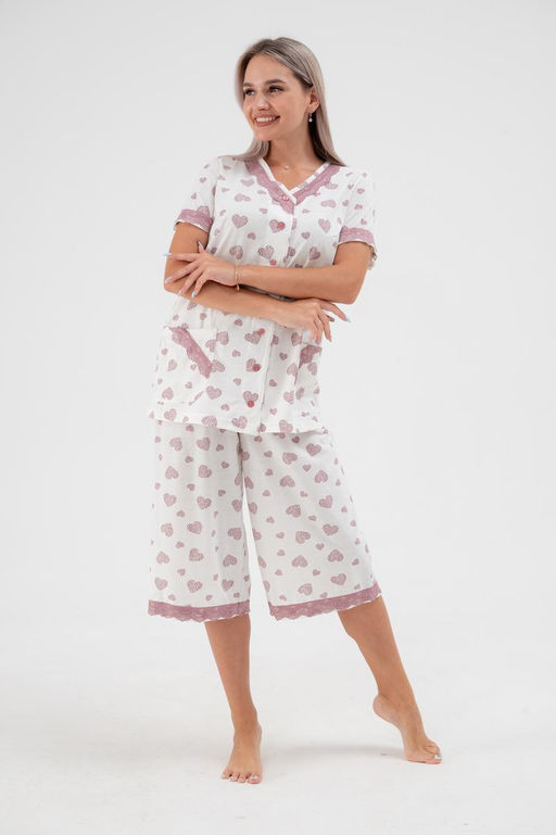 Пижама женская из кулирки Ворожея сердечко кофейное - Амадэль фото 7