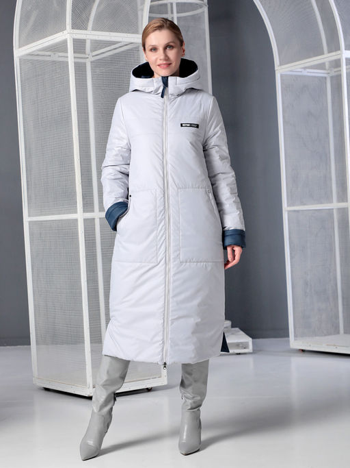 25312 Пальто дем. двустороннее синий/серый - Dizzyway фото 5