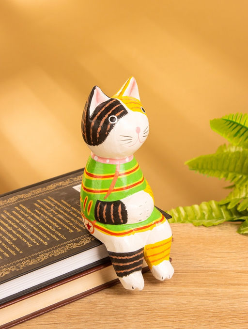 Сувенир «Кошка сидящая», 6×6×15 см, дерево, жёлтый