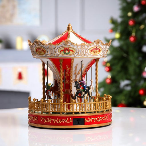 Светодиодная фигура «Красная карусель» 23×28×23 см, полистоун, от батареек АА×3, USB, свечение мульти