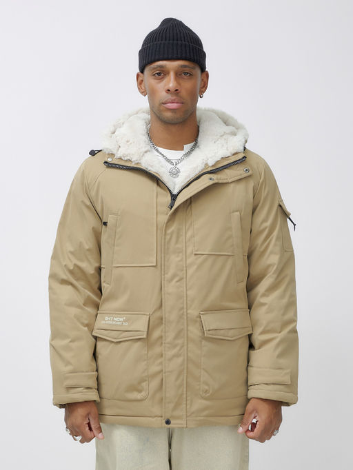 Парка мужская зимняя удлиненная с мехом хаки цвета 8751G - Mtforce фото 7