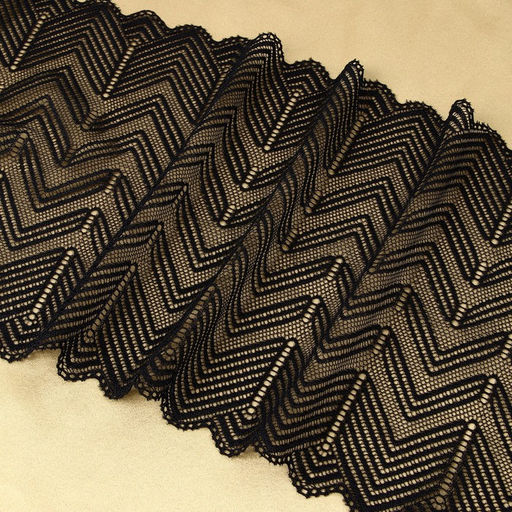 Кружевная эластичная ткань, 200 мм, 2.7±0.5 м, чёрная
