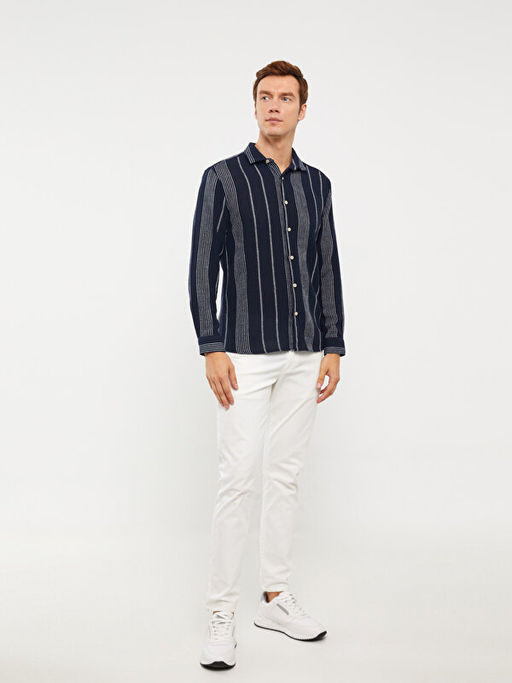 Regular Fit Uzun Kollu ?izgili Erkek G?mlek