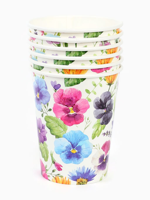 Цена за 2 шт. Стакан бумажный одноразовый «Полевые цветы», 250 мл, 6 шт