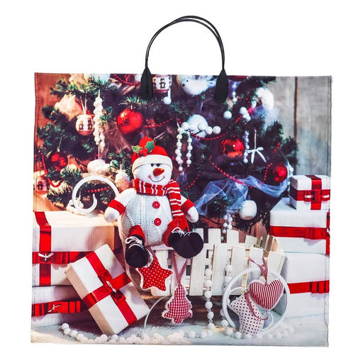Цена за 10 шт. Пакет подарочный новогодний «Снежный гость», полиэтиленовый с пластиковой ручкой, 38×34 см