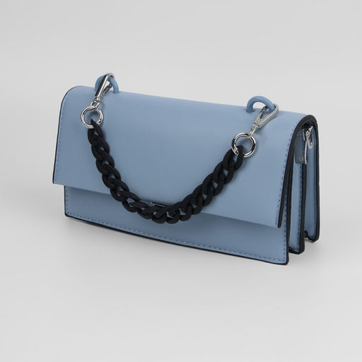 Цена за 2 шт. Цепочка для сумки, с карабинами, пластиковая, 23 17 мм, 30 см, цвет чёрный/серебряный - Арт узор фото 3