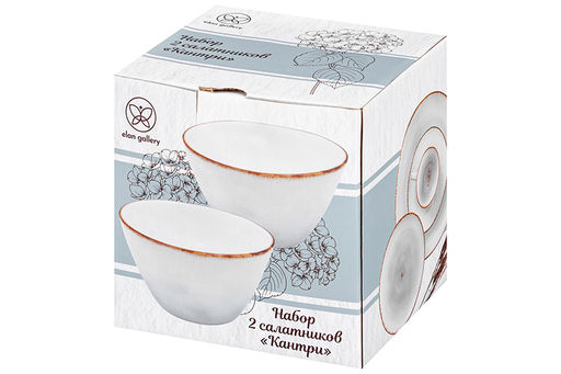 Набор 2 салатников 550 мл 13,5*13,5*7,5 см Кантри, голубой, фарфор - Elan gallery фото 7