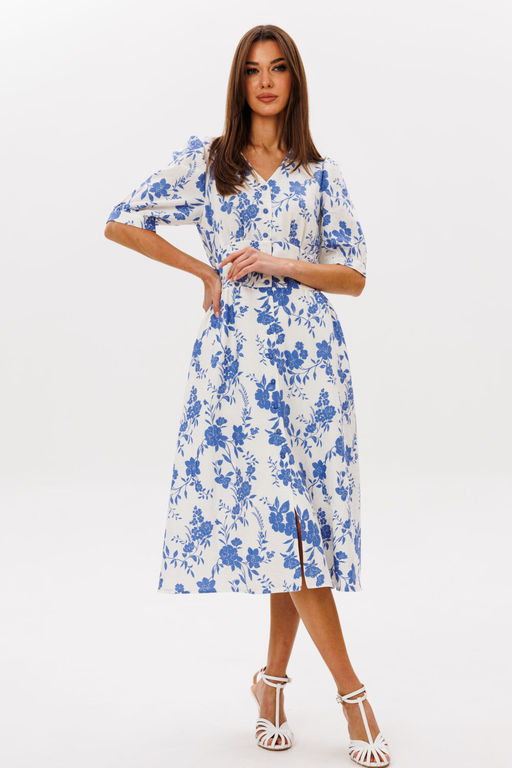 Платье Lars Style 1088 молочно-голубой принт