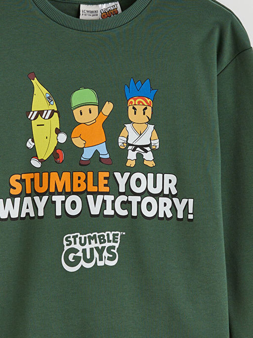 Bisiklet Yaka Stumble Guys Bask?l? Erkek ?ocuk Ti??rt