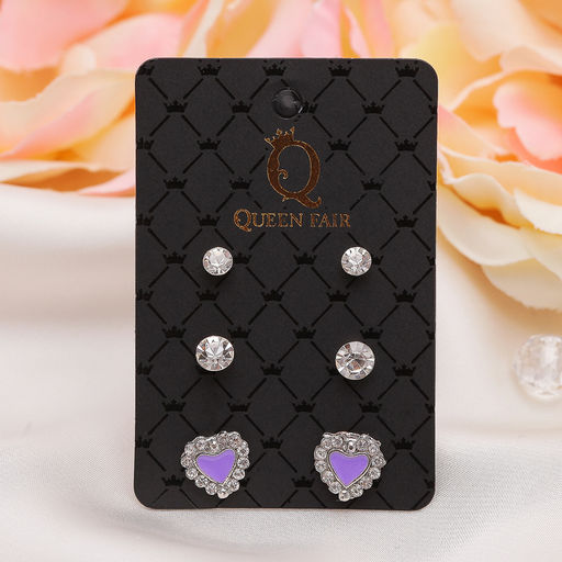 Пусеты 3 пары Сердце, цвет МИКС - Queen fair фото 3