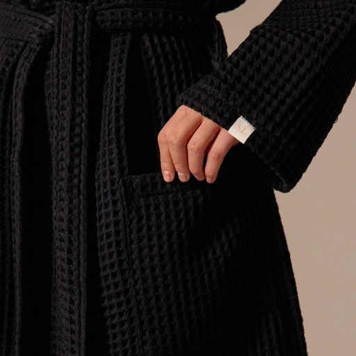 Халат вафельный женский SL HOME: Boho «Дарк Маре», размер M, хлопок 100%, чёрный