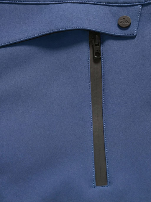 Ветровка женская софтшелл виндстоппер с капюшоном спортивная синего цвета 9616_1S