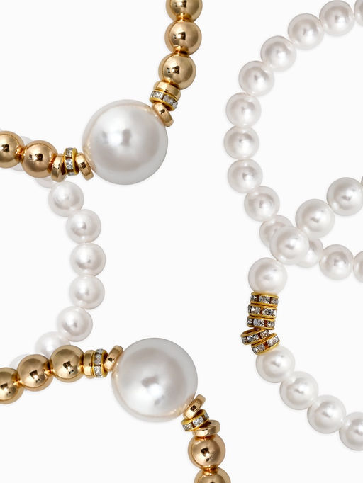 Браслет "Стильный жемчуг" (набор 5шт), №8/16, цвет белый в золоте