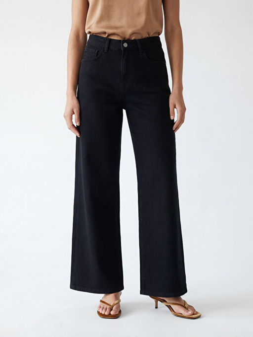 Y?ksek Bel Wideleg Kad?n Jean Pantolon