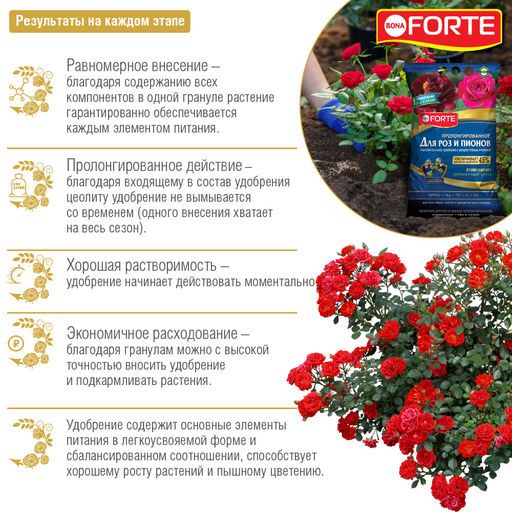 Компл. мин. удобр. "Bona Forte" Премиум Для роз с биодоступ.кремнием гранул.пролонгир., пак.2,5кг