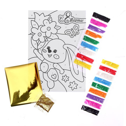 Фреска песком Зайка + блёстки и фольга - Школа талантов фото 3