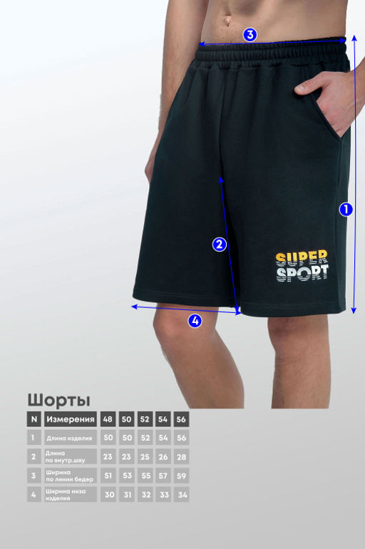 Арт. 65501 Шорты мужские 48-56 Цвет:черный