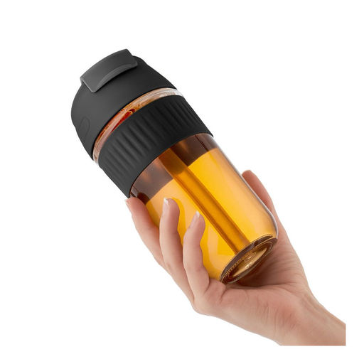 Кружка дорожная стеклянная Walmer Duality с двойной крышкой для питья, с трубочкой, 0.5 л, цвет черный  фото 3