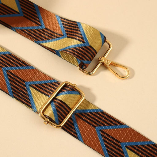 Ручка для сумки Орнамент стрелки, стропа, с карабинами, 139 3 3,8 см, цвет бежевый/коричневый - Арт узор фото 2