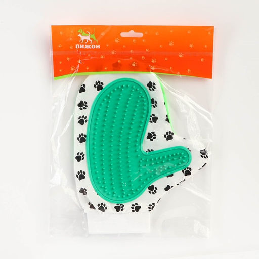 Рукавица с резиновой щеткой 25 х 13 см, зелёная - Пижон фото 5