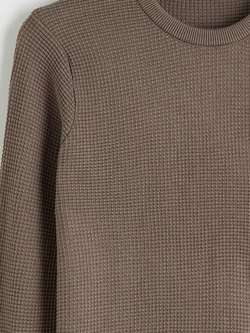 Bisiklet Yaka Kareli Erkek Triko Kazak