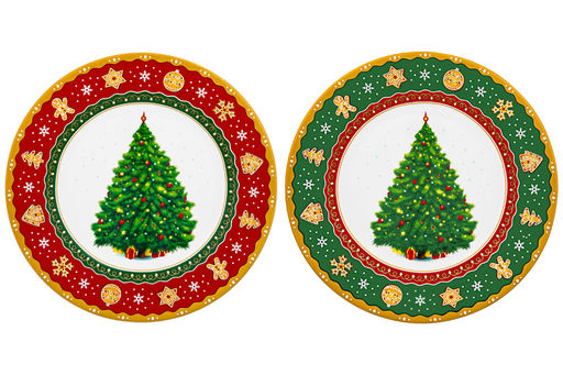 Набор тарелок для десертов 2 пр. 19*19*2 см Новогодняя елка зеленый + красный узор NEW BONE CHINA - Elan gallery фото 7