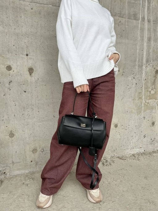 Женская кожаная сумка-портфель 8399-2 Черный - Sergio valentini фото 9