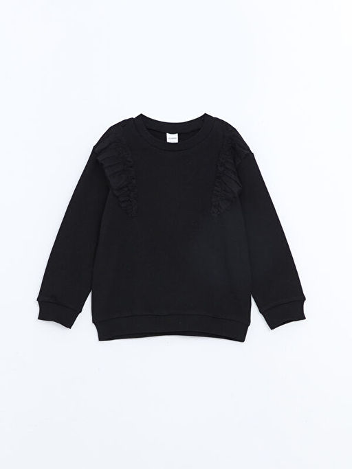 Bisiklet Yaka Uzun Kollu Basic K?z Bebek Sweatshirt