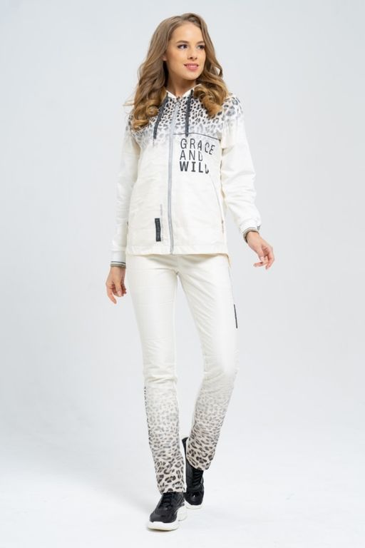 Толстовка из футера комбинированного с принтованной плащевой тканью - А+б коллекция фото 2