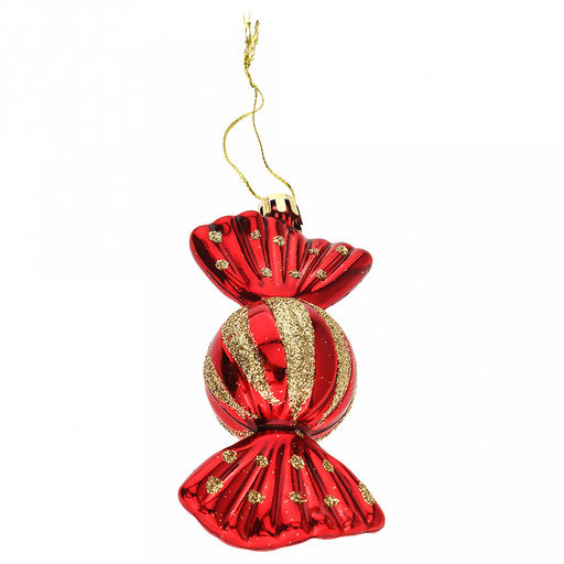 Елочная игрушка фигурка "Конфета" h11,5см, пластик, красный, набор 4шт (Россия)