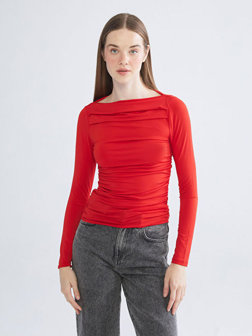 Kay?k Yaka B?zg?l? Bluz