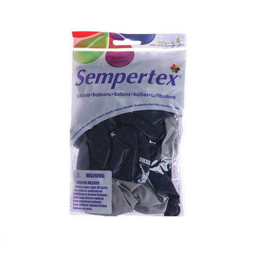 Воздушный шар латексный 12" «С Днём Рождения, хоккеист», цвет серебро, темно-синий, хром, 15 шт.