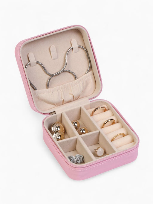 Шкатулка для украшений, 9.5×9.5×4.5 см, розовая