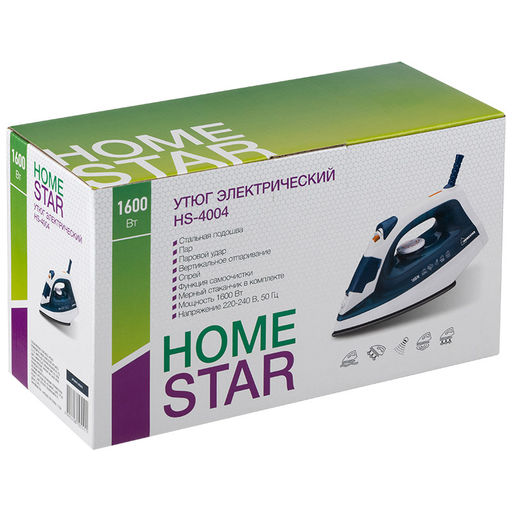 Утюг Homestar HS-4004 1600ВТ (пар, стальная подошва) арт 002676