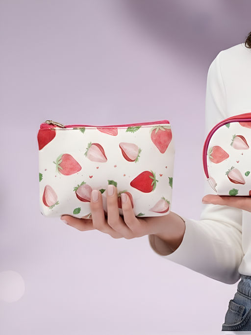 Sunflower Набор косметичек с принтом Клубнички 01 TY, 3 шт., розовый фото 9