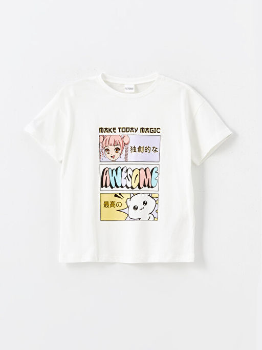 Bisiklet Yaka Bask?l? K?sa Kollu K?z ?ocuk Pijama Tak?m?