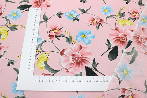 Штапель Цветущая долина цв.нежно-розовый, ш.1.45м, вискоза-100%, 100гр/м.кв - Купава фото 11