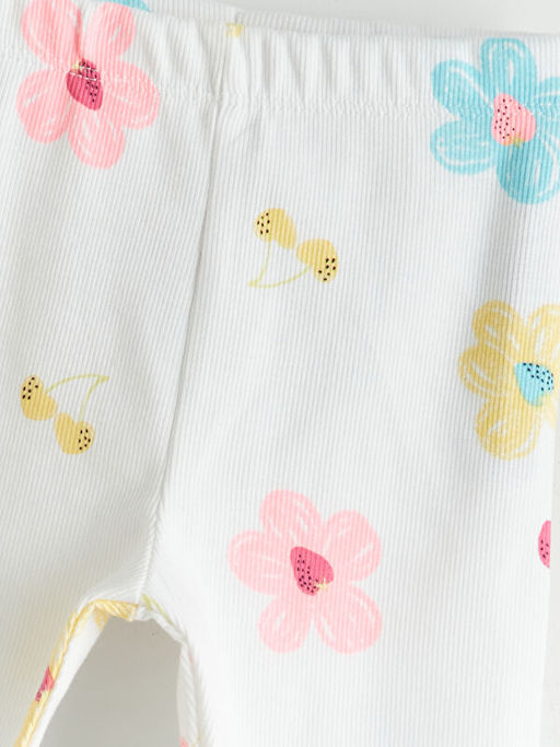 Beli Lastikli ?i?ekli K?z ?ocuk 3/4 Boy Tayt