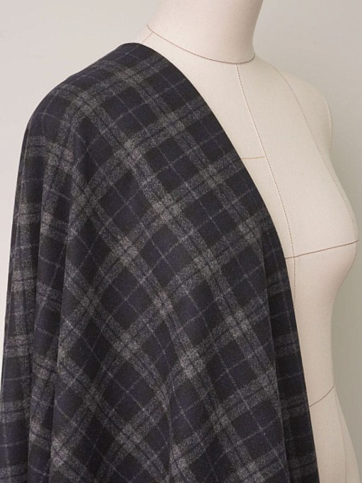Шерсть пальтово-костюмная Твид Клетка двойная цв.серый/черный, ш.1.5м, шерсть-50%, п/э-50% - Купава фото 6