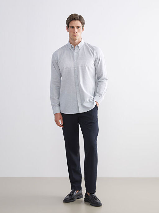 Regular Fit Uzun Kollu ?izgili Erkek G?mlek