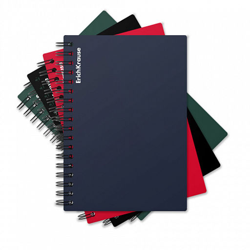Цена за 60 шт. Тетрадь общая с пластиковой обложкой на спирали ErichKrause Classic, ассорти, А5, 60 листов, клетка