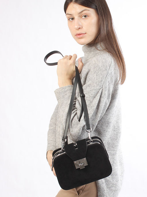 LACCOMA сумка Y2116F-черный натуральная замша, натуральная кожа хлопок